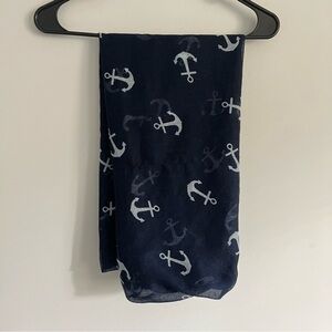 Sax Navy Blue and White Anchor Print Infinity Scarf